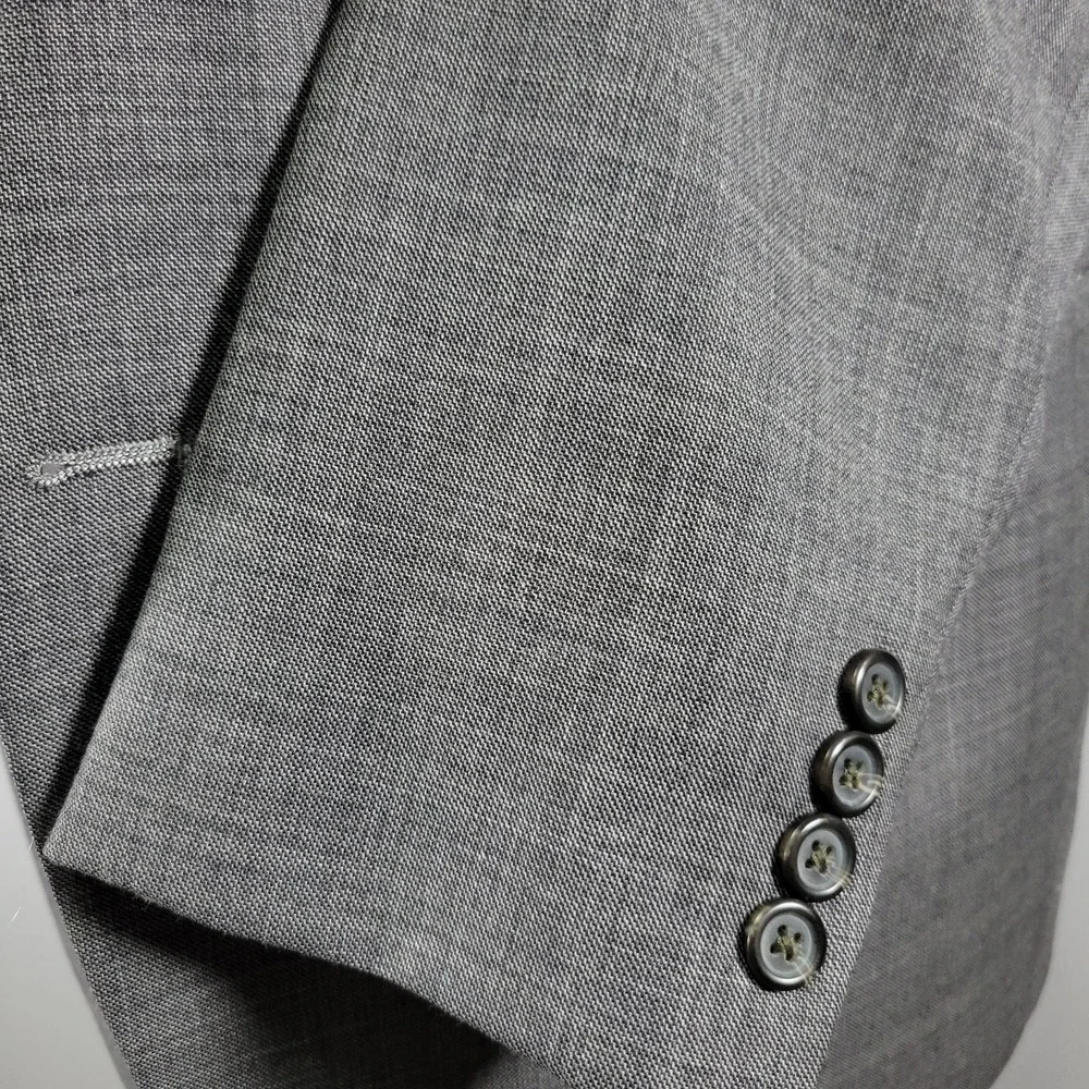 Chaps Men's Sport Coat Blazer Two‎ Button Gray Sharkskin Wool Solid Size 48R
